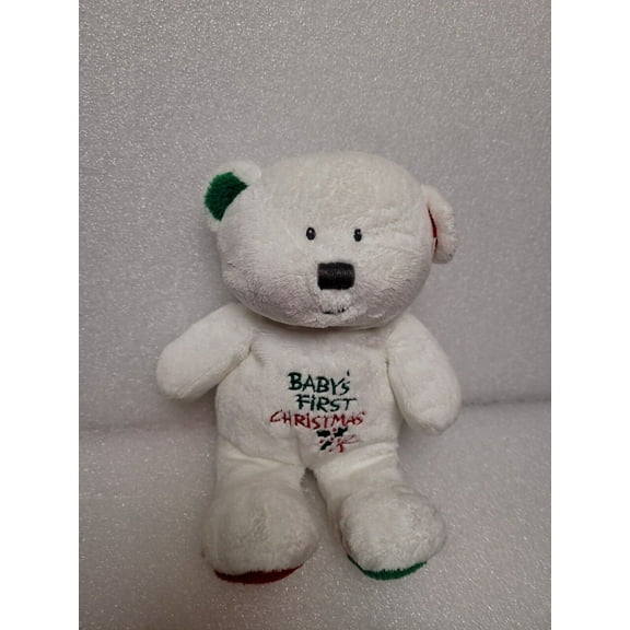 Ty Pluffies - Baby's First Christmas White Bear 9" Soft Plush (NO TY HANG TAG)