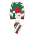 thumbnail image 3 of EYIIYE Matching Christmas Pajamas For Family, Baby Romper/Santa Letter Print Long Sleeve Tops + Stripe Long Pants Sleepwear Suit, 3 of 10