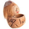 Hawaiian Carved Coconut Monkey Man with Bowl 8" Table Decoration, Brown
