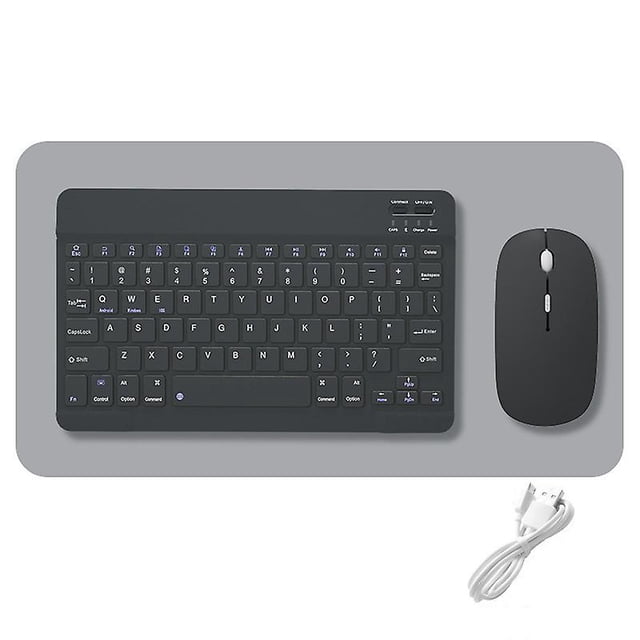 Protable Wireless Bluetooth Keyboard And Mouse Combo Rechargeable Cordless 10 Inch-Black-(Yeeson)