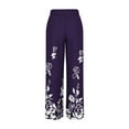 thumbnail image 4 of WFJCJPAF 2024 New Product Clearance！ Pants for Women Plus Size 4X,Women's Fashionable Striped Printed Drawstring Wide Leg Pants - Purple XL, 4 of 5
