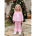 thumbnail image 5 of Cjfdfy Toddler Baby Girls Christmas Outfit Long Sleeve Plaid Tops With Bell Bottom 2 Piece Set Cute Santa Claus Christmas Tree Embroidery Christmas Fall Winter Clothes, 5 of 7