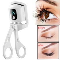 JUUTREN Heated Eyelash Curlers - Electric Eyelash Curler for Makeup Tools, Rechargeable Lash Curler with LED Display 3 Temp Settings, Fast Heat up within 10s, 24 Hours Long Lasting(White)