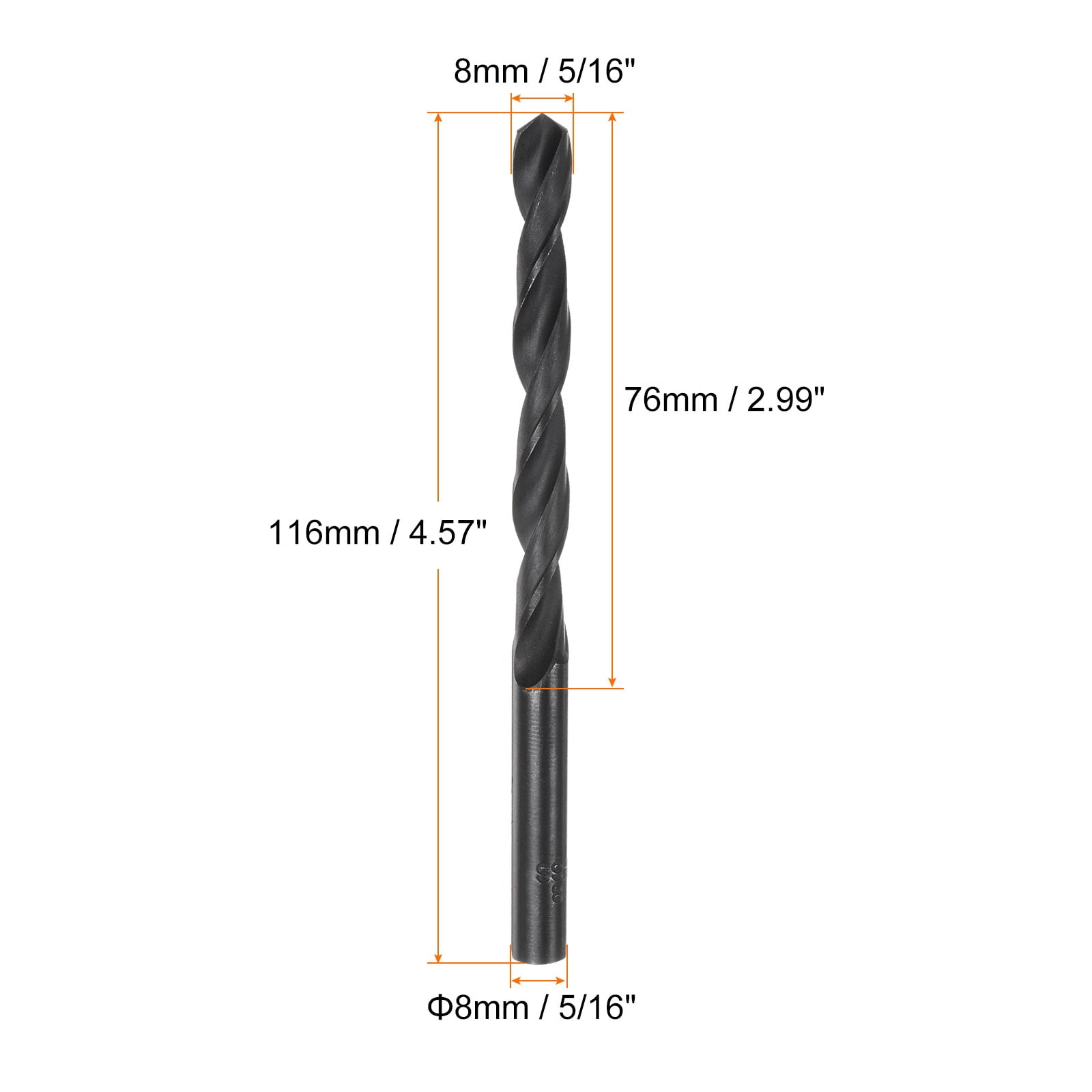 Uxcell 10 Pieces Twist Jobber Drill Bits 8mm Nitride Coated High Speed Steel (HSS) 4341