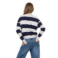 thumbnail image 4 of Forever 21 Women's Navy & Cream Preppy Sweater, Rugby Stripe Design for Cozy Fall Layering, L, 4 of 6