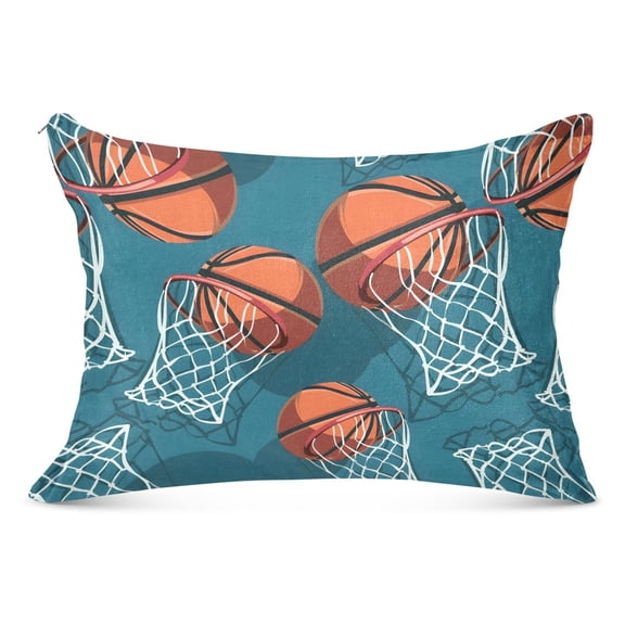 Basketball and Baskets Plush Pillow Cases Standard Size Ultra Soft Warm Pillowcases with Zipper 20"x26"