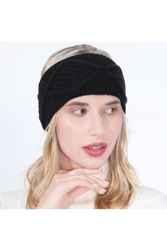 Warm Headbands Winter,Crochet Headbands,Fleece Headbands,Ear Warmer Headband,Knit Headband,Turban Shower Head Towel with Dry Hair Hat for Shower Black One Size
