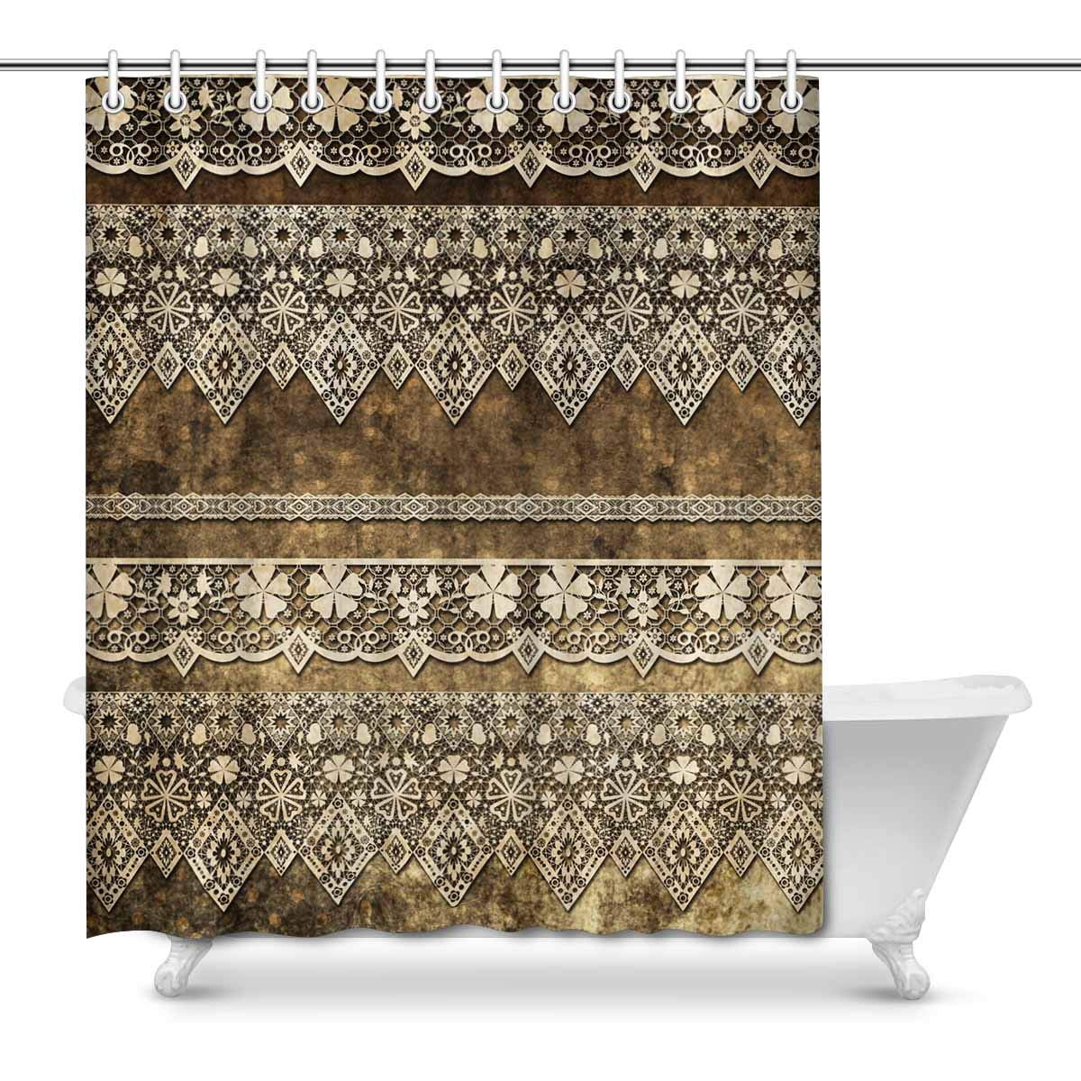 MKHERT Grunge Vintage Style Lace with Flowers House Decor Shower