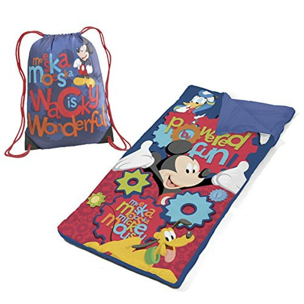 Disney Mickey Mouse Drawstring Carry Bag with Nap Mat Slumber Set, Blue