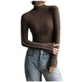 thumbnail image 2 of AXXD Womens Shirts Casual Basic Summer 2024 Turtle Necks Winter Bottomed Double-sided Long Sleeve Clothes Tops, 2 of 7