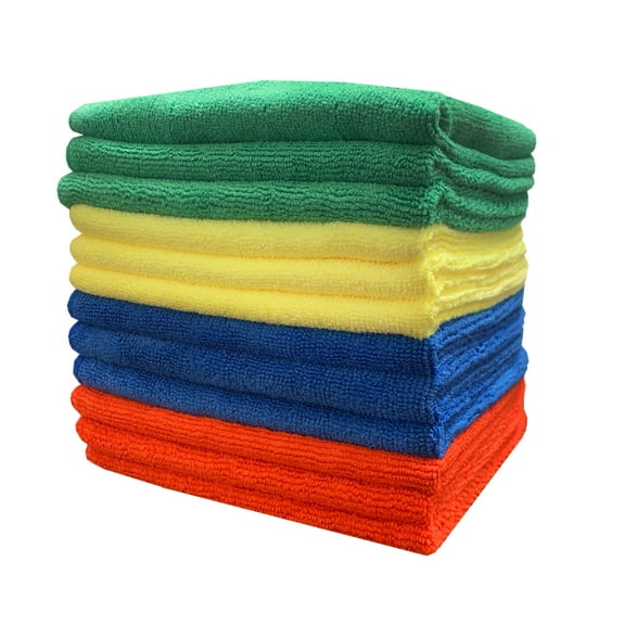 Eurow Microfiber Commercial Towels 16 x 16 Inches 300 GSM 12-pack 4 colors