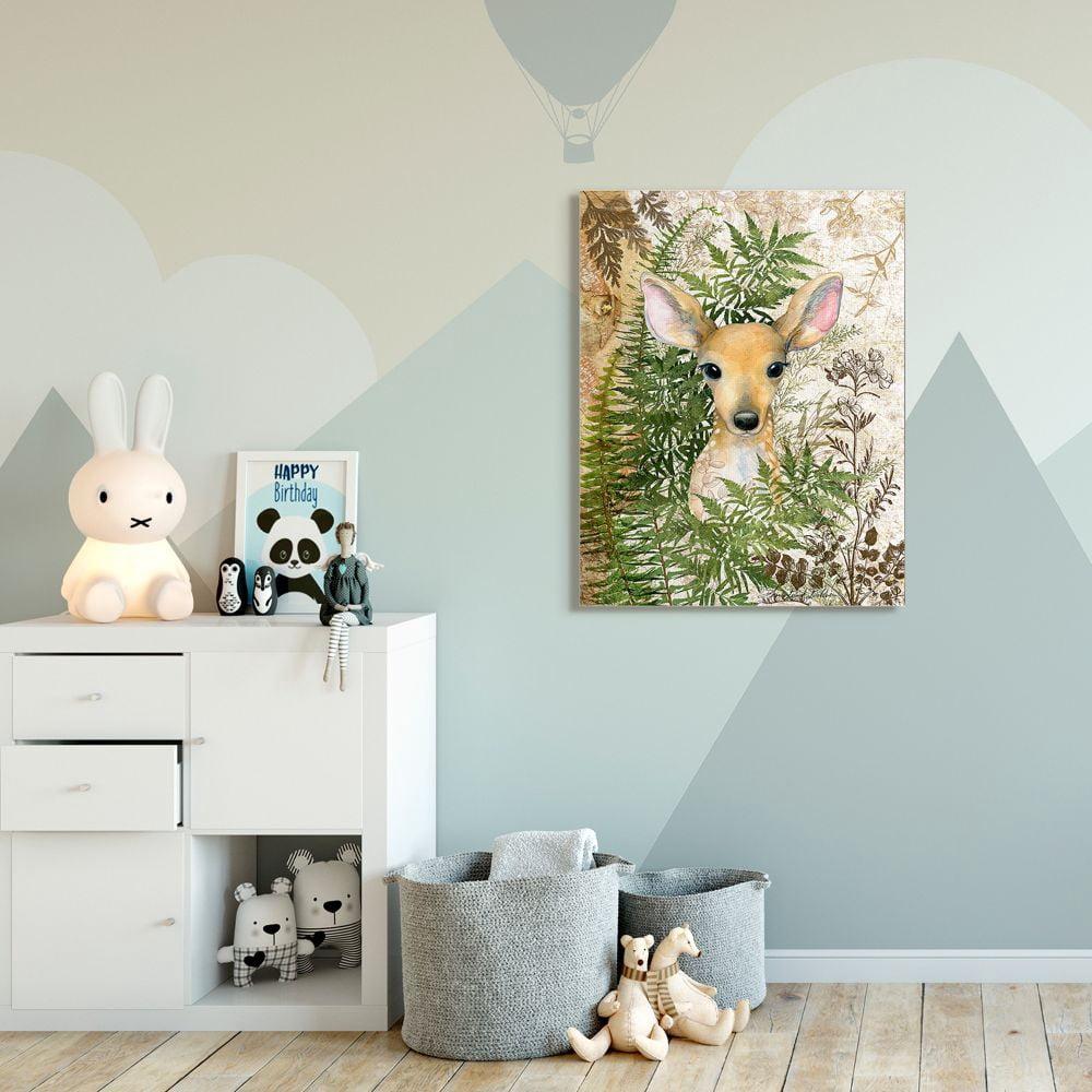 Stupell Industries Rustic Baby Fawn Children's Forest Animal Illustration Canvas Wall Art Design by Sherri Buck Baldwin