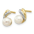 thumbnail image 2 of 14K Yellow Gold Earring Button Women'S Diamond Round Pearl Freshwater 9 mm 7, 2 of 3
