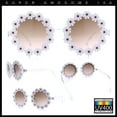 thumbnail image 3 of Womens Hippie Bold Daisy Flower Trim Circle Lens Plastic Retro Sunglasses White Red - Brown, 3 of 8