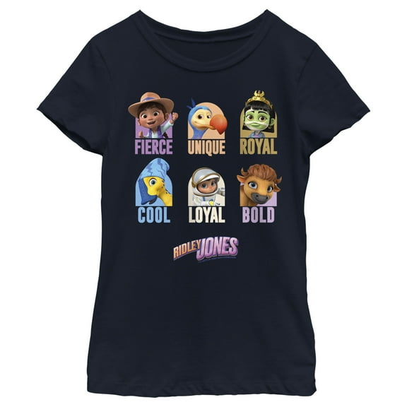 Girl's Ridley Jones Eyes Team Characteristics  Graphic Tee Navy Blue Small