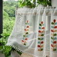 thumbnail image 3 of Embroidered Semi-Transparent Curtains Kitchen Tiered Half Window Sheer Curtain Rod Pocket Tulle Curtains for Kitchen B, 3 of 3