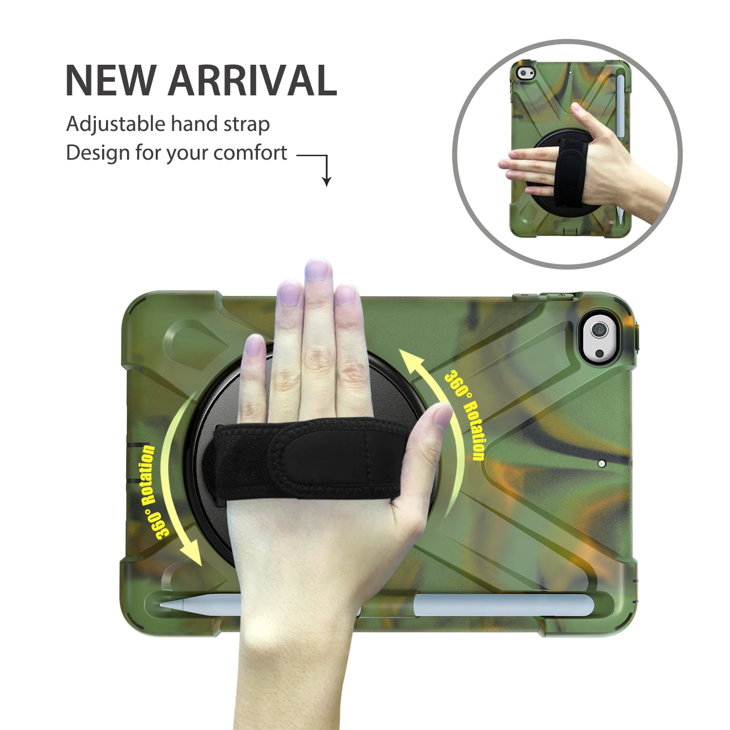 iPad Mini 5 Case for Kids, iPad Mini 5/Mini 4 Case Shockproof, Heavy Duty Protective Rugged iPad Mini Case with Pencil Holder /Kickstand Case for iPad Mini 5th/4th Generation 7.9 Inch - ARMYGREEN