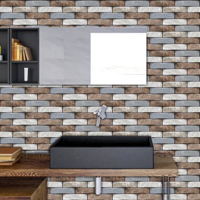 Azulejos de Pared Autoadhesivos Gmm250418002 | Paquete de 5 Pegatinas de Cristal de Gel de 11,8 X 11,8 Pulgadas | Decoración Autoadhesiva Impermeable y Resistente Al Calor para Cocina y Baño | Fácil