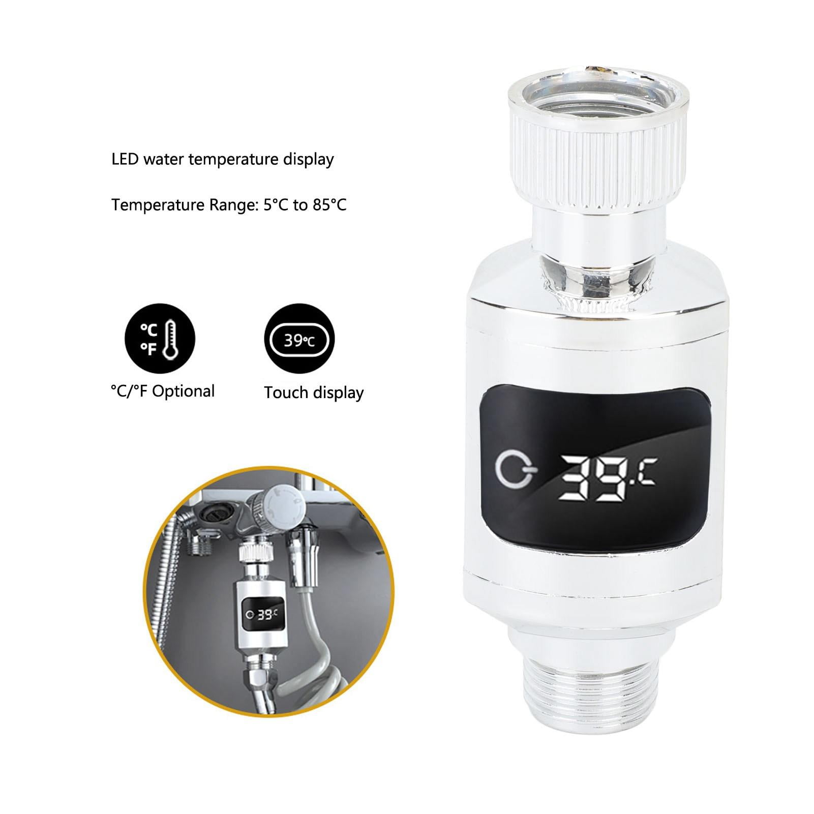 BIMZUC Stainless Steel Shower Thermometer – Waterproof LED Digital Display, 1/2” Nut, Accurate Water Temperature Monitor for Bathroom & Kitchen
