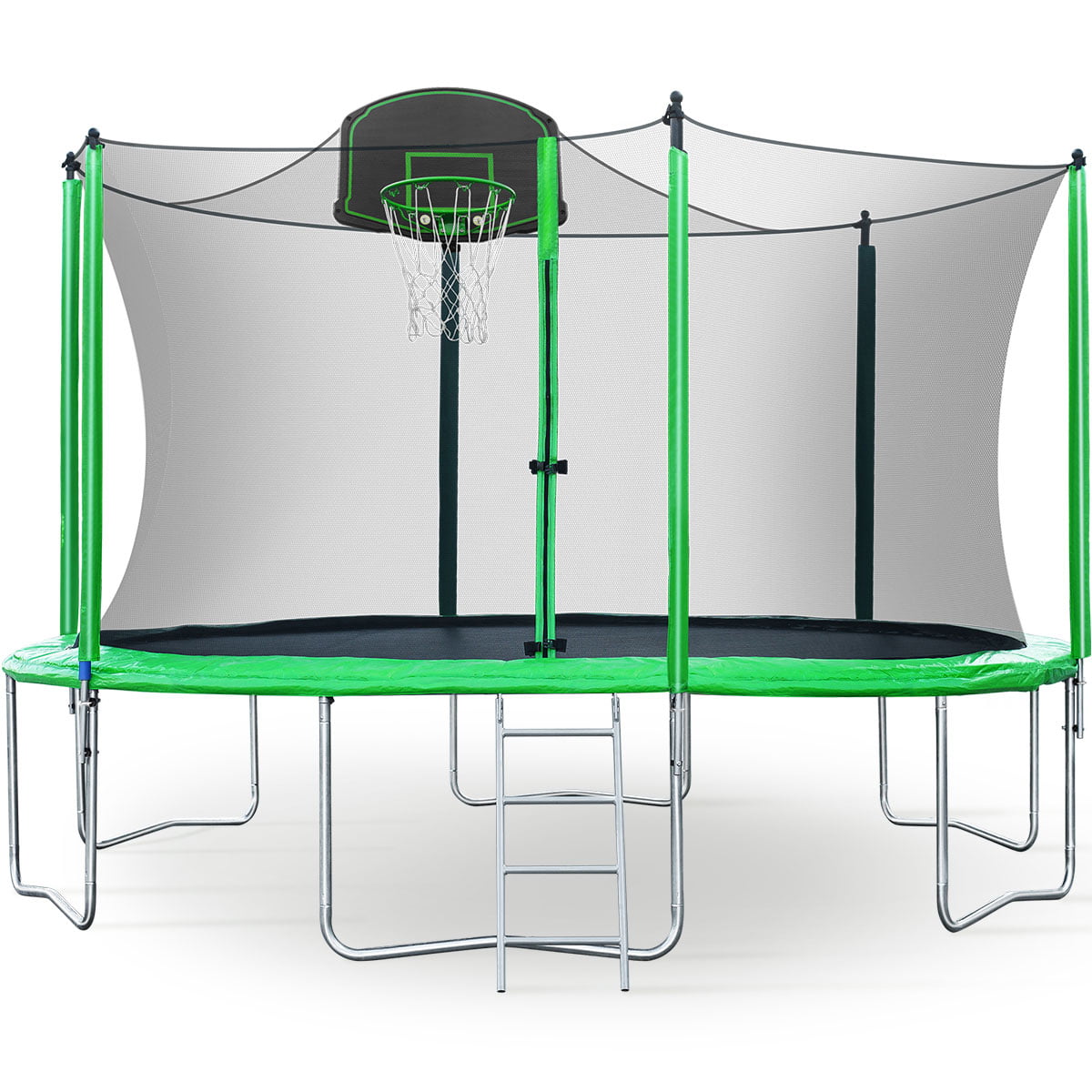 Merax 12FT Backyard Round Trampoline w/Safety Enclosure Basketball Hoop&Ladder 