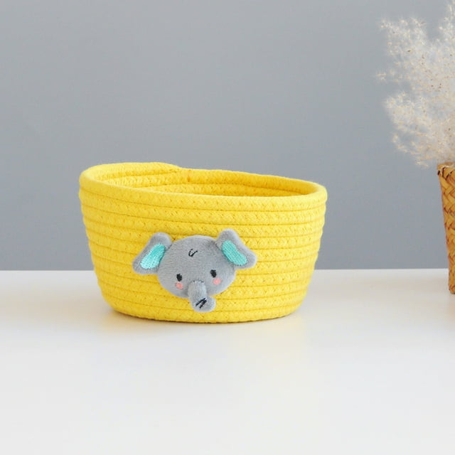Small Woven Basket Cute Blue Rope Basket Cotton Basket Room Storage Basket Cute Animal Design