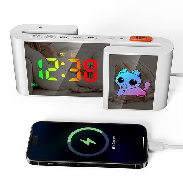 Reloj despertador digital fuerte con pantalla RGB - ¡Perfecto para durmientes pesados!
