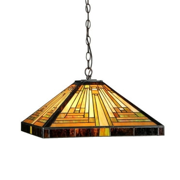 CHLOE Innes Tiffany-style 2 Light Mission Ceiling Pendant Fixture 16" Shade