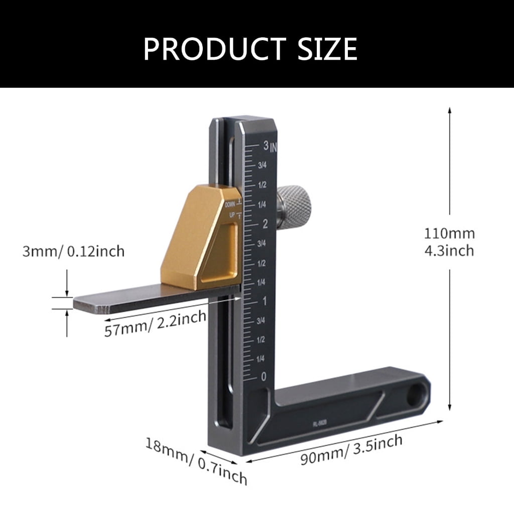 Osdhezcn Inch/Metric Scale Aluminum Router Table Height Gauge Measuring Instrument Tool