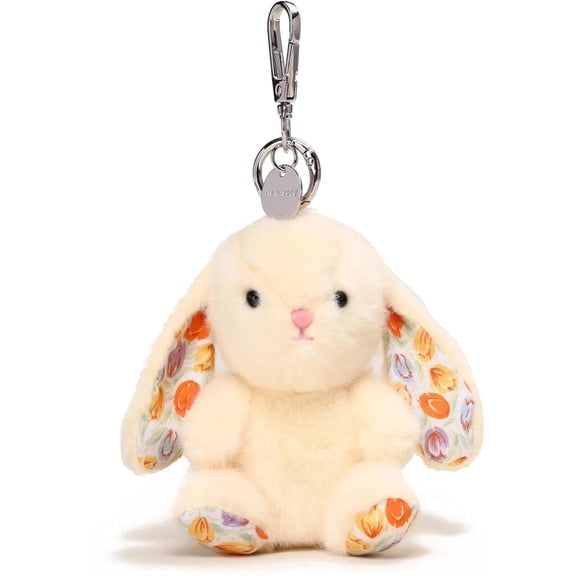 4" Sunshine Yellow Easter Bunny Keychain for Backpack, Cute Keychain Rabbit Bag Charms, by FlareFable