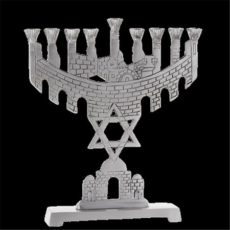 - Nua Collection 59012 Menorah Standing with Jerusalem Aluminum Pewter 9 in.