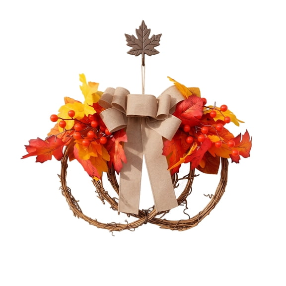 Aximioll Fall Maple Leaf Red Berry Wreath, Woven Vine Ring, Fall Wreath Decor for Front Door Wall Entryway Mantel