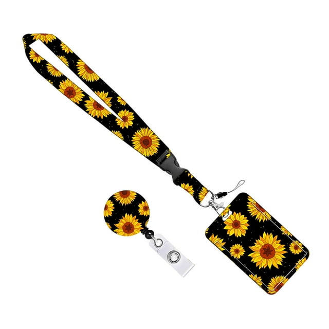 lionlar Cute ID Card Holder Lanyard with Clip Card Sleeve Accessories Hang Rope Keychain styleE