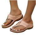 thumbnail image 4 of Wedge Sandals,Summer Sandals,Wide Sandals for Women,Womens Walking Sandals,Comfortable Sandals for Women,Women's Solid Color Set Flat Bottom Casual Beach Shoes Sandals Women's Shoes,Pink,10.5, 4 of 6