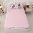 thumbnail image 4 of Homewish Kids Girls Capybara Zipper Full Size Comforter Sets with Fitted Sheet and 2 Pillowcases, Bowknot Flower Zipper Bedding Set, Pink Reversible, 4-Piece, 4 of 6