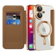 thumbnail image 5 of for iPhone 16 Plus Wallet Case with RFID Blocking Credit Card Holder,Compatible with MagSafe,PU Leather Flip Kickstand Shockproof Cover Women Men for iPhone 16 Plus Phone case,Brown, 5 of 8