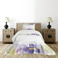 thumbnail image 4 of Ambesonne Garden Quilted Bedspread Set 2 Pcs, Classic Petals Pastel, Twin Size, Purple Pale Green, 4 of 5