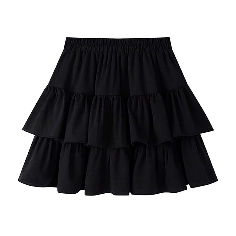 Dpytoraw Black Mini Skirt High Waisted Ruffle Skirt Black Skirt