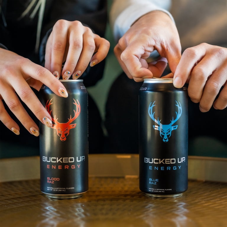 Bucked Up Energy Drink, Blood Razz Flavor, 300mg Caffeine, 16 fl oz,  Sugar-Free, 1 Can