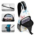 thumbnail image 4 of Full Print Chest Bag 8×15in Outer Large Bag On Both Sides Of Mesh Bag Inside Pocket Design Sponge Pad Shoulder Strap Playful Thin Cartoon Primary Color Ribbon Bow Pattern, 4 of 8