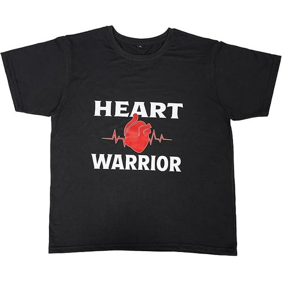Heart Warrior Men’s Black Shirt 100% Cotton Tee Shirt with Bold Front Print, Breathable Durable Casual Activewear