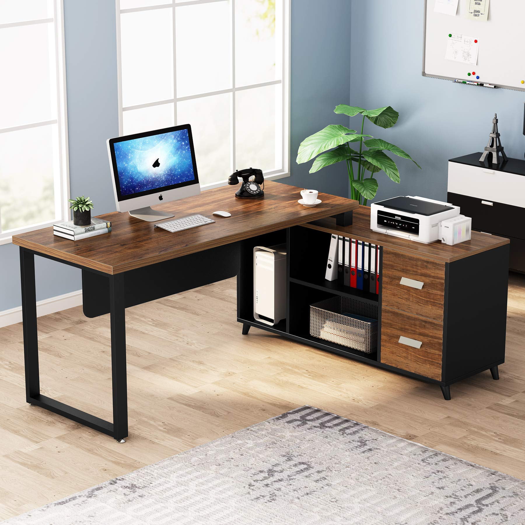 Computer desk with drawers