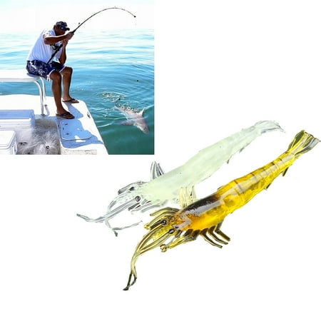 5pcs Shrimp Soft Prawn Lure Hook Tackle Bait Saltwater Bass Fishing Lures