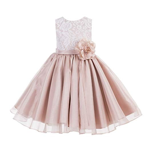 Lace Organza Flower Girl Dress Pageant Gown Ballroom Dance Evening Gown ...