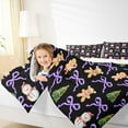 thumbnail image 4 of Manfei Purple Bowknot Bowtie Queen Comforter Set,Cartoon Xmas Snowmen Bedding Sets,Xmas Gingerbread Man Bedding Comforter Set For Child,Super Cozy Room Decor Reversible,3 Pieces, 4 of 8