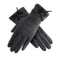 thumbnail image 2 of Dyfzdhu Fall Winter Screen Gloves Outdoor Driving Riding Warm Gloves Women Fleece Bow Knot Non Down Fleece Gloves Grey, 2 of 5
