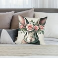 thumbnail image 5 of Spring Rabbit Pillow Cover Watercolor Rabbit Flower Cushion Cover Happy Easter Farmhouse Spring Home Decoration Pillowcases 18”×18”,for Couch/Sofa/Bedroom/Patio, 5 of 5