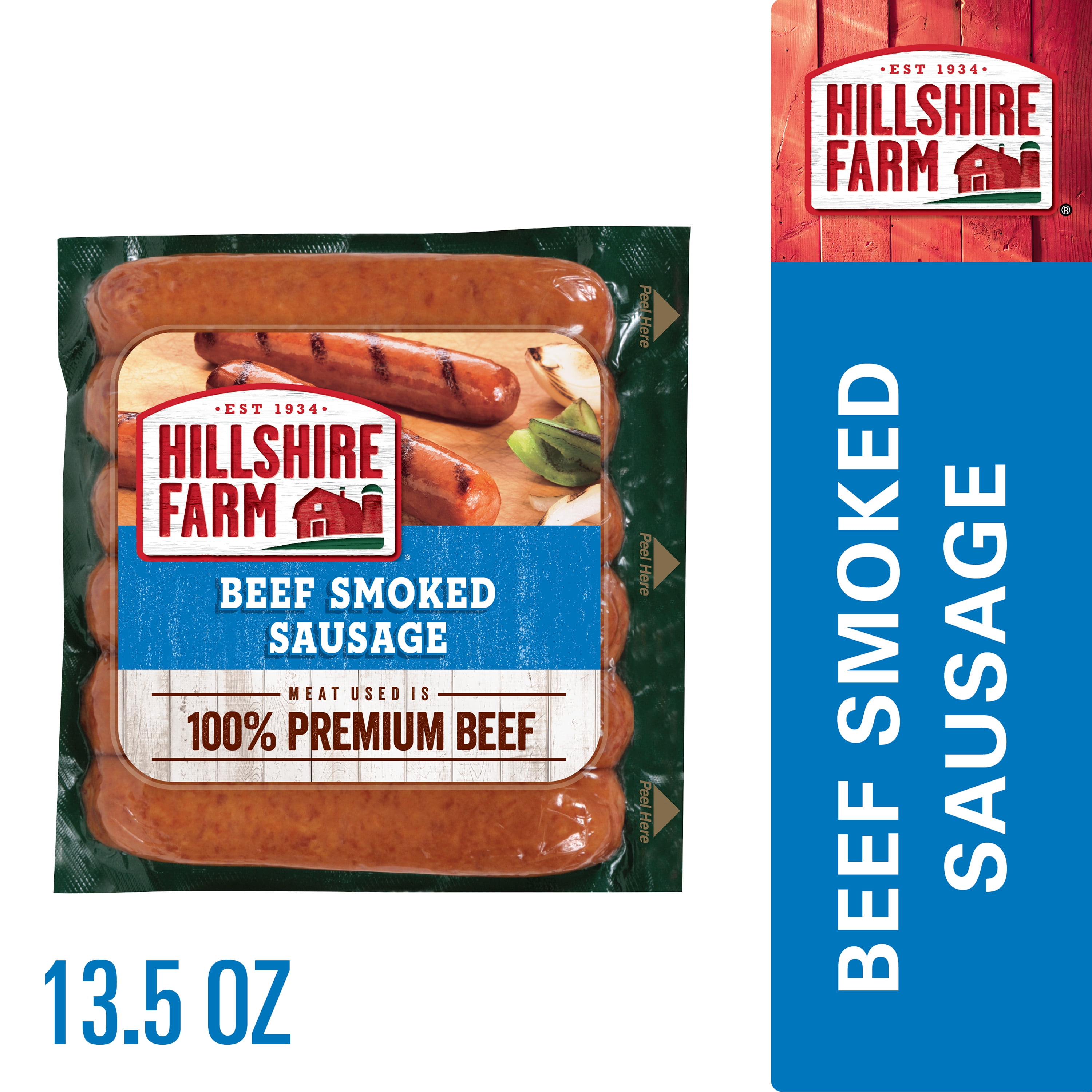 Hillshire Farm Beef Smoked Sausage Links, 13.5 oz, 6 Ct