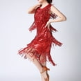 thumbnail image 7 of 1920s Flapper Dresses for Women Fringe Glitter Cocktail Sparkly Short Sundress Ballroom Dance Costume Party Dress Red M, 7 of 7