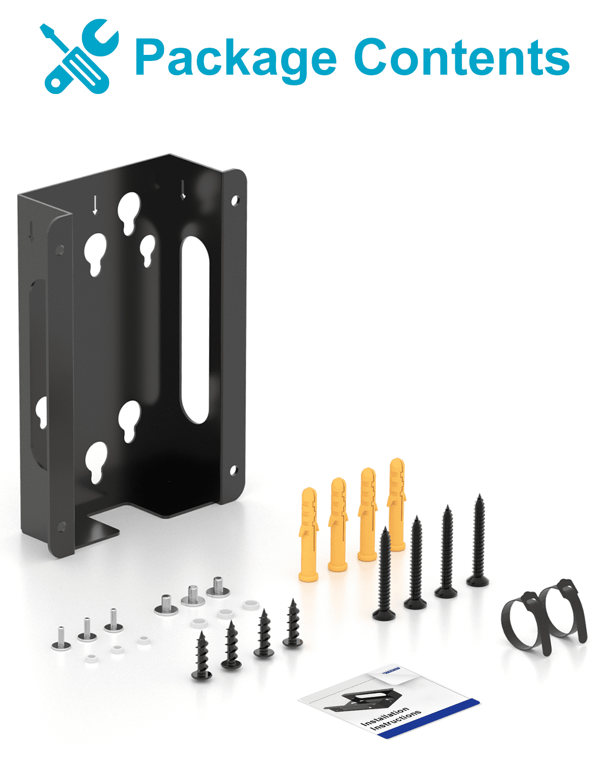 Metal Mount for Dell Docking Station Under Desk and Wall Mount for Dell UD22 WD19 WD19S WD22TB4 WD19TBS WD25 SD25 Series Dock & Power Adapter Mounting Bracket for Laptop Dock with Cable Ties
