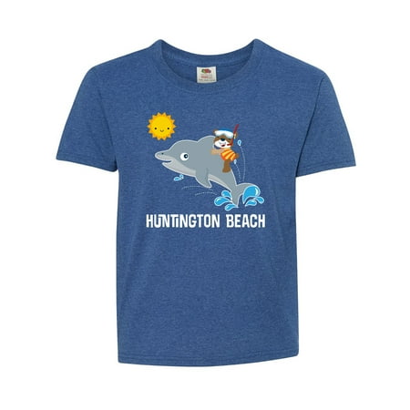 Inktastic Huntington Beach California Teen Short Sleeve T-Shirt Unisex Retro Heather Royal L